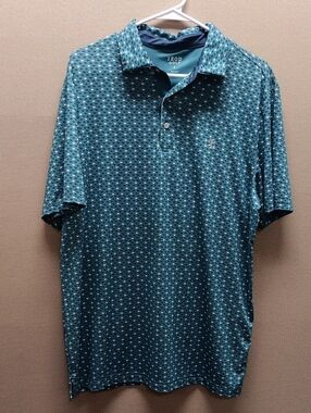 Izod Teal Patterned Golf Polo
